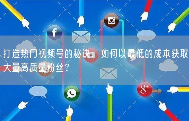 打造热门视频号的秘诀：如何以最低的成本获取大量高质量粉丝？