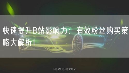 快速提升B站影响力：有效粉丝购买策略大解析！