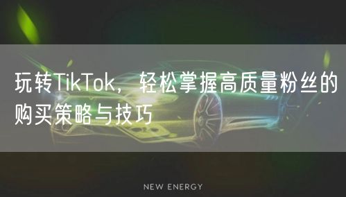 玩转TikTok，轻松掌握高质量粉丝的购买策略与技巧