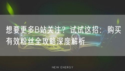 想要更多B站关注？试试这招：购买有效粉丝全攻略深度解析