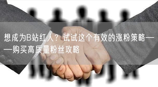 想成为B站红人？试试这个有效的涨粉策略——购买高质量粉丝攻略