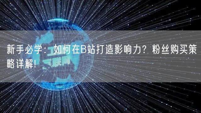 新手必学：如何在B站打造影响力？粉丝购买策略详解!