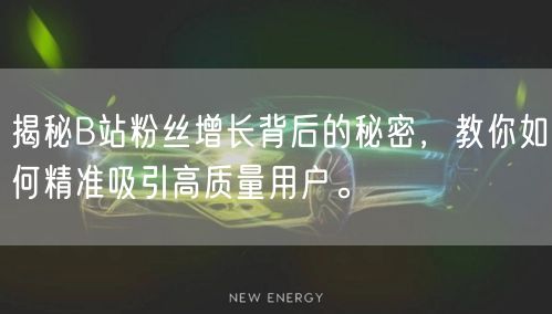 揭秘B站粉丝增长背后的秘密，教你如何精准吸引高质量用户。
