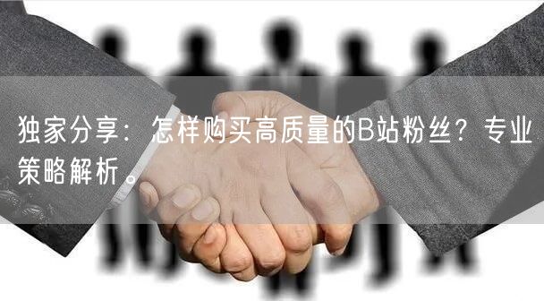 独家分享：怎样购买高质量的B站粉丝？专业策略解析。
