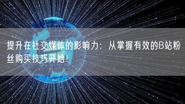 提升在社交媒体的影响力：从掌握有效的B站粉丝购买技巧开始！