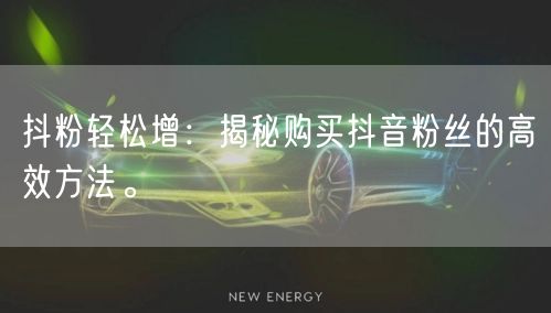 抖粉轻松增：揭秘购买抖音粉丝的高效方法。