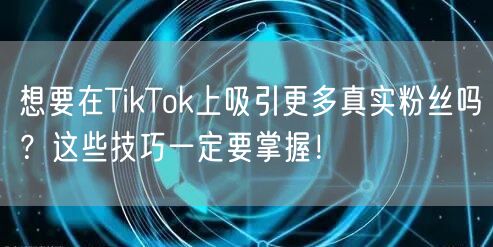 想要在TikTok上吸引更多真实粉丝吗？这些技巧一定要掌握！